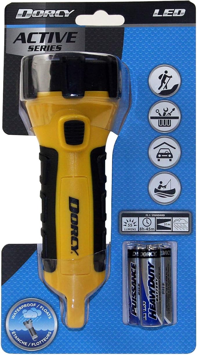Dorcy 41-2524 2 pk Floating LED Flashlight with Carabineer Clip, 150 Lumens, Yellow