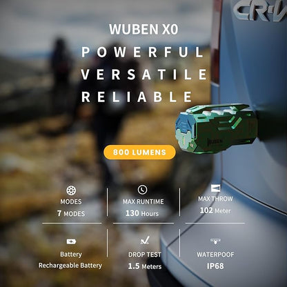 WUBEN X0 Rechargeable Mini Flashlight with Magnet, 900 Lumens Pocket EDC Flashlights, 175° Floodlight Right Angle Flashlight, Super Bright Small LED Flashlights for Camping, Inspection, Repair