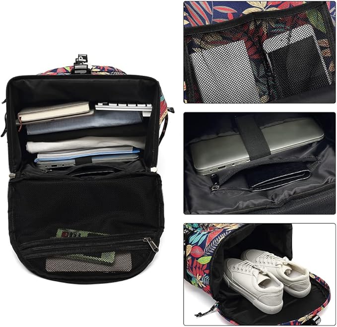 Floral Gym Duffle Bag Backpack 4 ways for Women Waterproof with Shoes Compartment for travel Sport Hiking laptop Lightweight, Kalesi