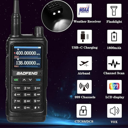 Baofeng Radio UV-17R Ham Radio Handheld (Upgraded of UV-5R) Tri Band Long Range Walkie Talkies for Adults Rechargeable NOAA Weather Receiver, 999CH, Copy Frequency, USB C Charger