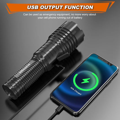 Flashlights High Lumens Rechargeable, 980000 Lumens XHM77.2 LED Flashlight Super Bright Flash Light Battery Powered, Powerful Flashlights Handheld Linternas for Emergencies Camping