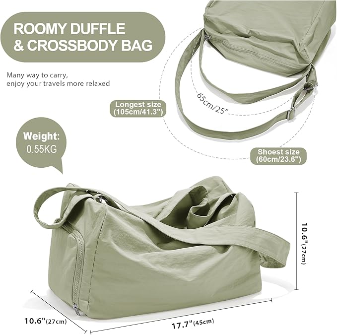 Large Gym Bag with Shoe Compartment, Workout Sport Duffle Bag for Women Travel, Waterproof Shoulder Overnight Bags Lightweight Carry on Tote Bags for Swim, Yoga, Dance