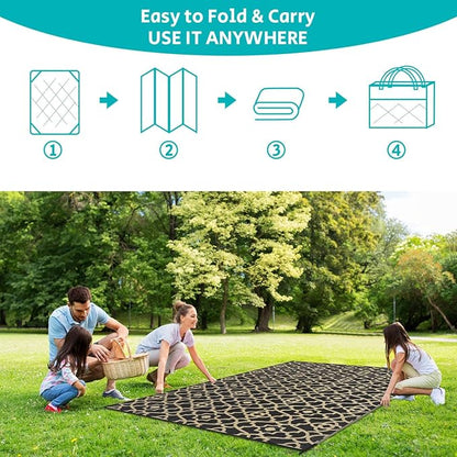 HEBE Outdoor Rug 6'x9' for Patios Waterproof Clearance Reversible Patio Mat Plastic Straw Rug RV Camping Mat Outside Area Rug Carpet for Camping RV,Porch,Deck,Balcony,Camper,Backyard