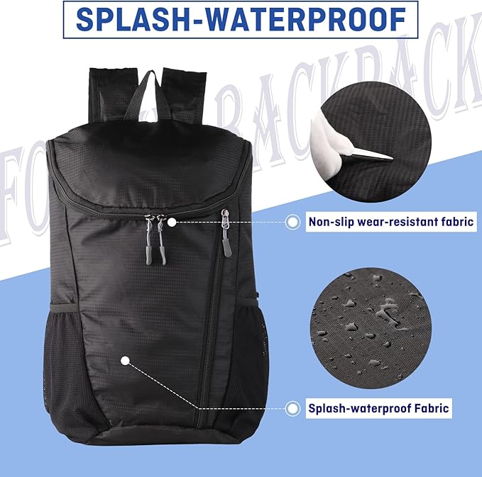 Hiking Backpack, Waterproof and Wear-resistant Lightweight Backpack Packable,Outdoor Travel Camping Daypack Foldable-GERY