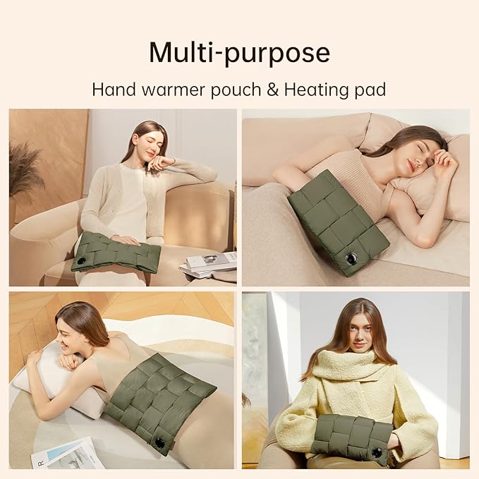 JISULIFE Hand Warmers Rechargeable, 6 Gears Heated Gloves with Power Bank, Multi-Functions Heating Pad & Hand Warmers, Heated Gloves Gifts for Women, Kids, Hunting, Camping