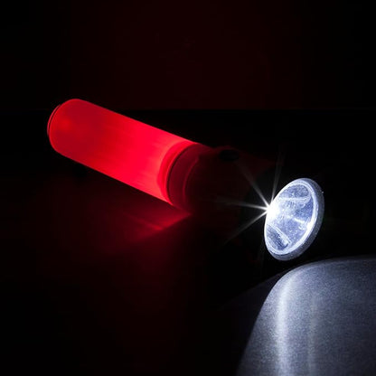 Life Gear LED Flashlight with Glow Handle, Emergency Flasher and Storage Compartment, RED