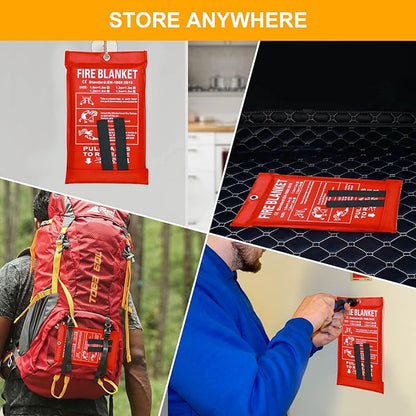 Fire Blankets Emergency for Home Kitchen Fiberglass Fire Extinguisher Blanket for School, Fireplace, Grill, Vehicle, Office, Warehouse