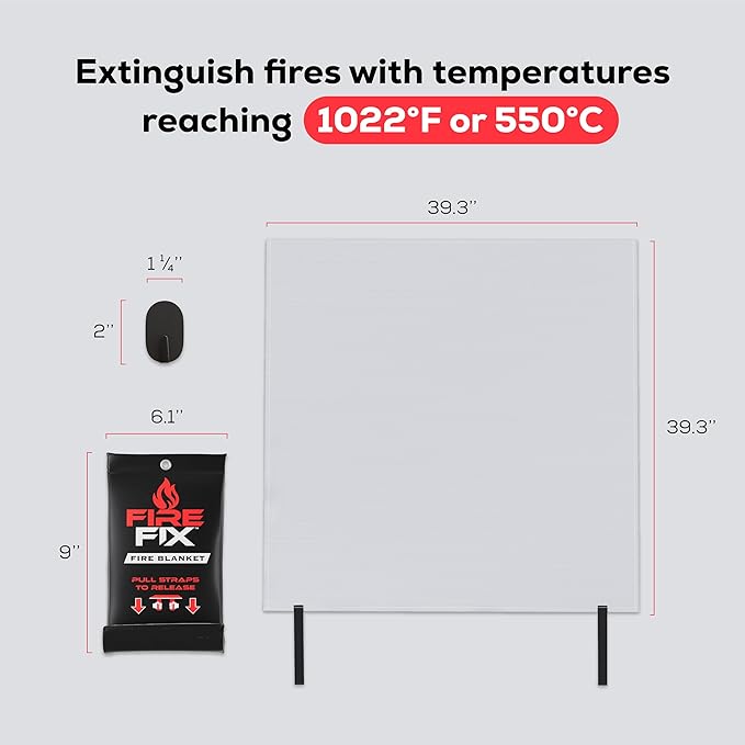 Emergency Fire Blanket for Home & Kitchen | 4-Pack + Mount | Fire Extinguisher for Camping Gear, Car Safety, Hiking, Survival Kit & Welding | Flame Retardant Preparedness Supplies 39" x 39"