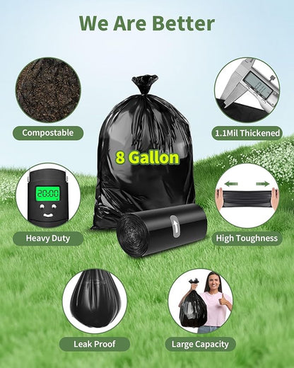 25 Portable Toilet Bags, Thick Biodegradable Camping Toilet Bags for Portable Potty, 8 Gal Compost Toilet Waste Bags Potty Bags for 5 Gallon Bucket Toilet Seat Adults Outdoor, 1.1 Mil