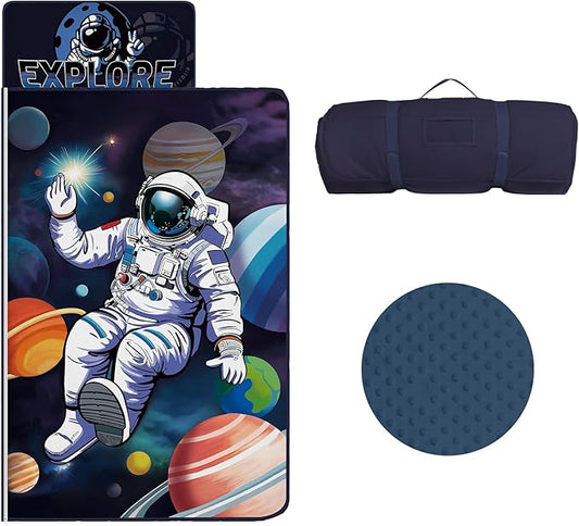 Kids Sleeping Bag Nap Mat with Removable Pillow and Blanket,Extra Thick Large 2 in 1 Slumber Bags for Boys Girls,Toddler Nap Mat for Preschool Daycare Travel Camping