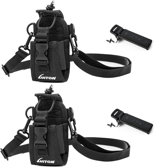 LUITON Radio Holder Walkie Talkie Pouch Molle Radio Pouch BaoFeng Radio Holster Strap Radio Case for Duty Belt Compatible with BaoFeng UV5R 888S F8HP Kenwood Icom HYT Arcshell Retevis H777 (2 Pack)