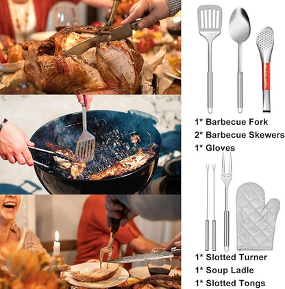 Camping Kitchen Utensil Set Outdoor Kitchen Gear, Outdoor Cooking and Grilling Utensil Travel Set Perfect for Camping Accessories Cooking, RV Camp. Camping, BBQs, Parties and More