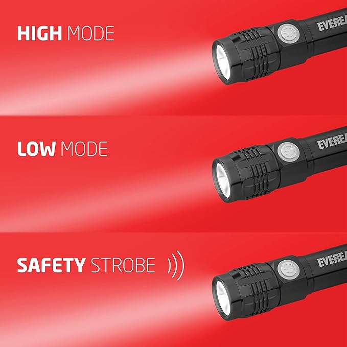 Eveready LED Tactical Flashlight, Bright Rechargeable Flashlights for Emergencies and Camping Gear, Water Resistant Flash Light