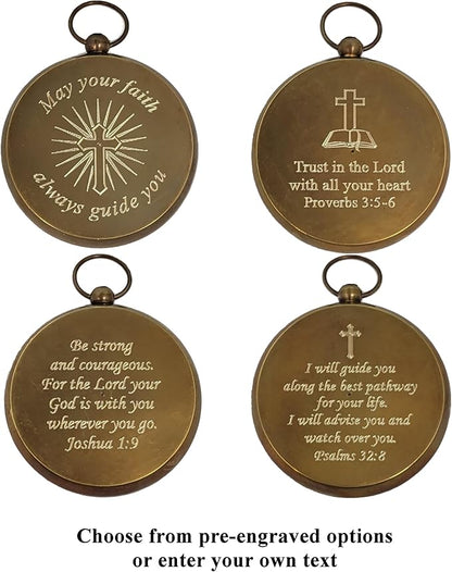 Engraved Compass for Son, Grandson | Personalized Baptism Gifts for Boys | Graduation Gift for Him