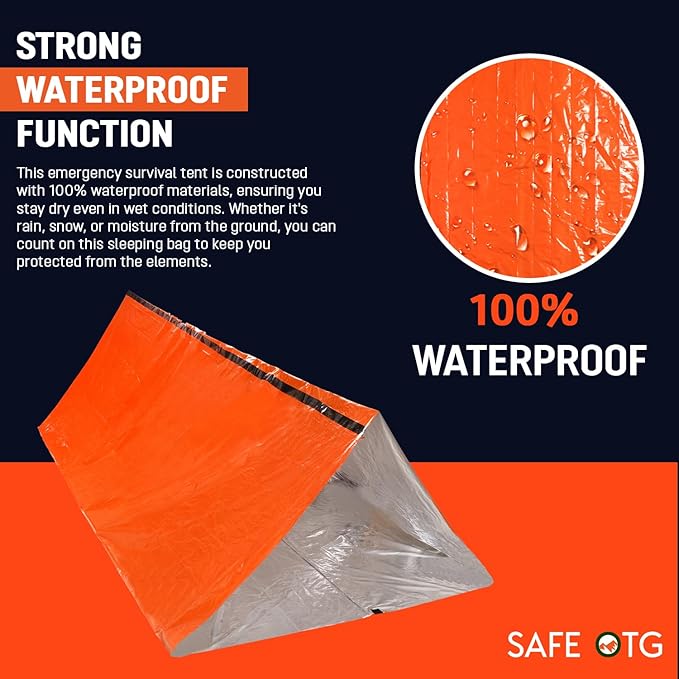 4 Pack Emergency Survival Tent Life Shelter 2 Person Mylar Tube Tents Tarp with Whistle & Paracord Year-Round All Weather Protection for Car Outdoor Hiking Camping Gear Equipment & First Aid Supplies