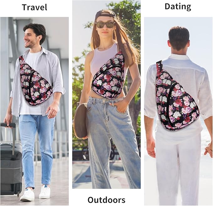 HUA ANGEL Crossbody Sling Bag for Men & Women Lightweight Waterproof Chest Shoulder Bag for Travel Hiking & Everyday Use