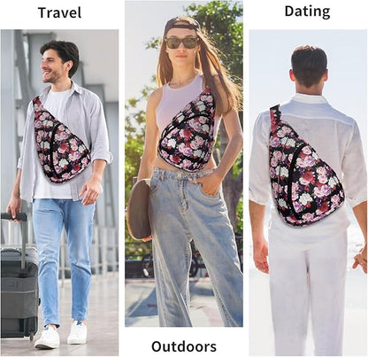 HUA ANGEL Crossbody Sling Bag for Men & Women Lightweight Waterproof Chest Shoulder Bag for Travel Hiking & Everyday Use