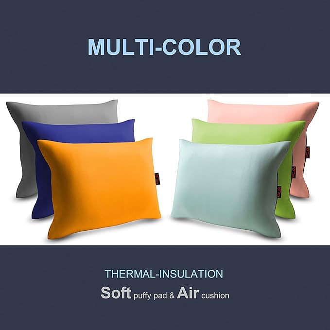 X-Foam Inflatable Camping Pillow Lite with Removable Foaming Cover | Comfortable, Washable Ultralight Portable with Neck Lumbar Support | Backpacking, Hiking, Travel, Air | Small (APPLE GREEN)