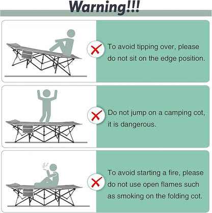 Slendor Oversized XXL Camping Cot, Folding Cot for Adults, 79" L x 32" W x 19" H Sleeping Bed with Mattress, Carry Bag, Camp Cot Bed for Travel, Guest, Support 500lbs