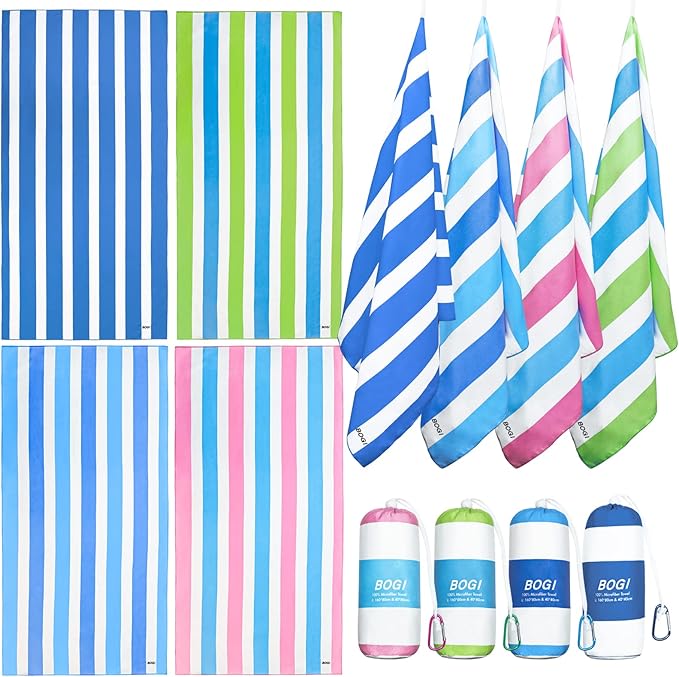 BOGI Microfiber Beach Towel Set,Quick Dry Beach Towel-(Size:L,XL)-Lightweight Absorbent Oversized Travel Towel,Sand Proof Compact Pool Towels for Travel Bath Beach Swim Gym Yoga