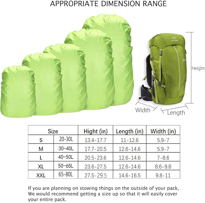 20-80L Waterproof Backpack Rain Cover with Storage Pouch and Adjustable Buckle Strap for Traveling Outdoor Hiking Camping