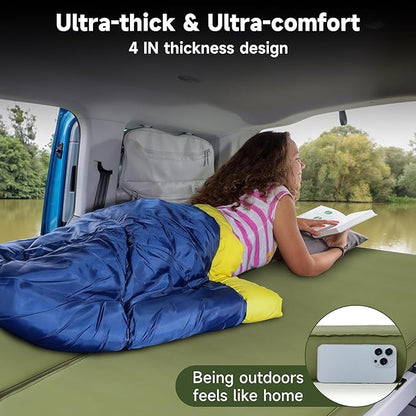 4" Thick Self-Inflating Sleeping Pad with Solid Foam, Portable Camping Air Mattress with Pump Sack, Compact Camping Sleep Bed for Tent, Car, Truck or Van(Single)