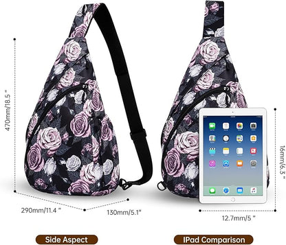 HUA ANGEL Crossbody Sling Bag for Men & Women Lightweight Waterproof Chest Shoulder Bag for Travel Hiking & Everyday Use