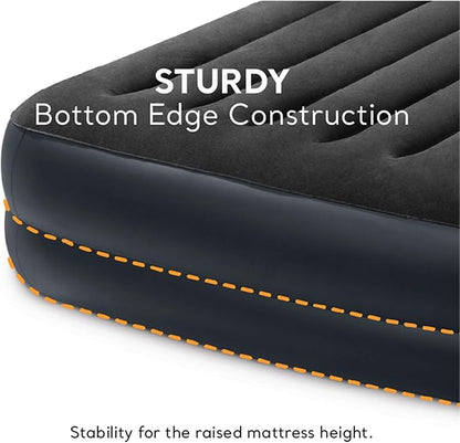 Intex 64123ED Dura-Beam Plus Pillow Rest Fiber-Tech – Queen Size – Built-in Electric Pump – 16.5in Bed Height – 600lb Weight Capacity
