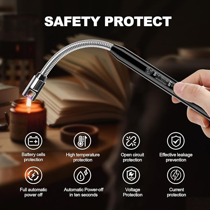 2 Pack Electric Candle Lighter, Rechargeable Plasma Arc USB Lighters with Flexible Neck, Windproof & Flameless for Candles, BBQs, Camping, Kitchen, Fireplace, Fireworks.