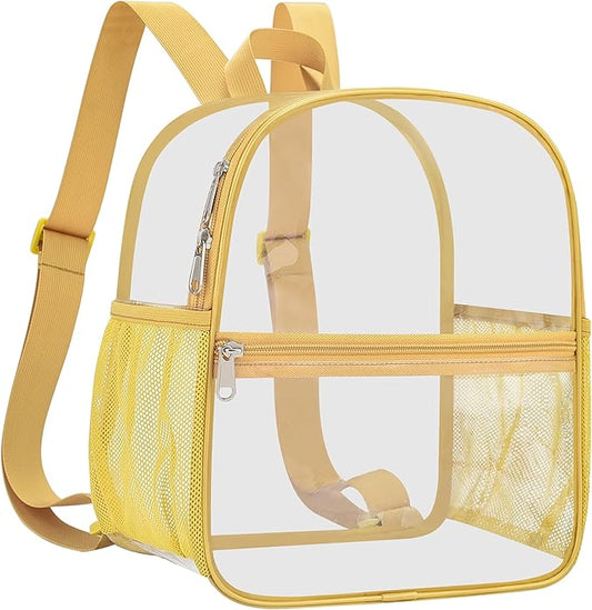 Oraben Clear Backpack for Stadium Events Clear Stadium Backpack 12x6x12 Bag (Nylon Shoulder Straps, Gold)