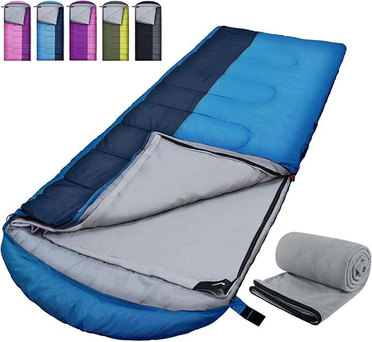 XL 10 Degree Sleeping Bags Waterproof for Adults 350GSM Machine Washable with Compression Sack for 3-4 Season Camping Outdoor