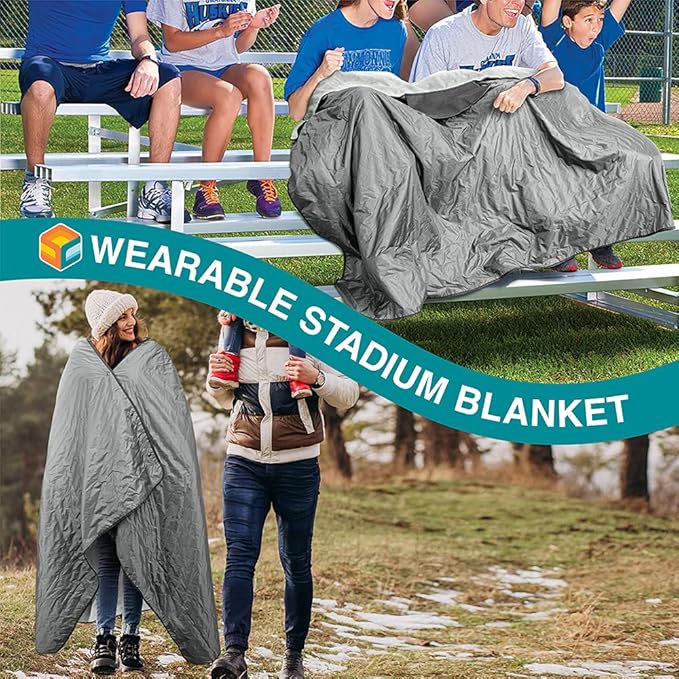 SUN CUBE Large Waterproof Camping Blanket, Fleece Quilted Stadium Blanket for Cold Weather, Windproof Foldable Outdoor Blanket Mat for Picnic, Beach, Pets, Car, 60x80in