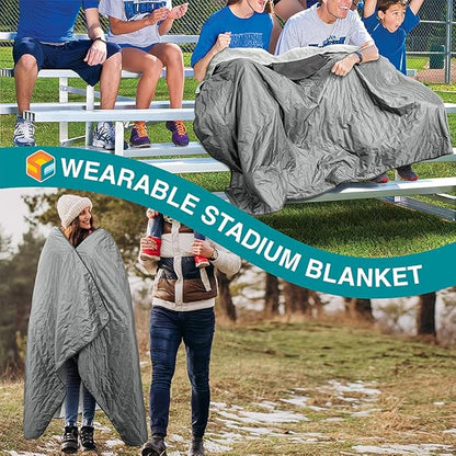 SUN CUBE Large Waterproof Camping Blanket, Fleece Quilted Stadium Blanket for Cold Weather, Windproof Foldable Outdoor Blanket Mat for Picnic, Beach, Pets, Car, 60x80in