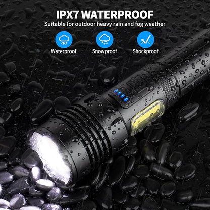 Rechargeable Flashlights High Lumens, 2 Packs 990,000 Lumens Super Bright Flash Light with 7 Light Modes & IPX7 Waterproof, Powerful Handheld LED Flashlight for Home Camping Hiking