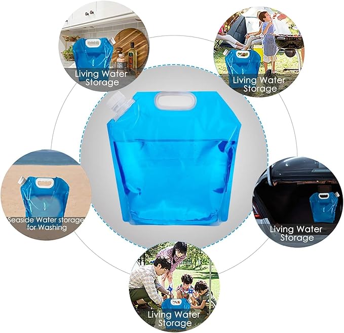 Collapsible Water Storage Container Bag, Portable Camping and Emergency Water Jug with Spout for Hydration, Outdoors, and Disaster Preparedness (10L)