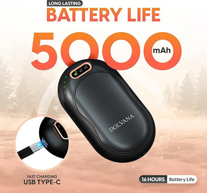 DOLVANA Hand Warmers Rechargeable – 1-Pair Electric Hand Warmer with 3 Temperature Settings, Digital Display – Compact and Portable Hand Warmer Hand and Foot Warmers for Hunting, Fishing, Camping