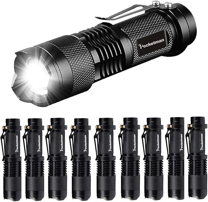 Pocketman Mini Flashlight 7W 300 lumens Portable Mini LED Flashlight 3 Mode Tactical Lamp for Hiking, Camping & Power Outage