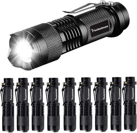 Pocketman Mini Flashlight 7W 300 lumens Portable Mini LED Flashlight 3 Mode Tactical Lamp for Hiking, Camping & Power Outage