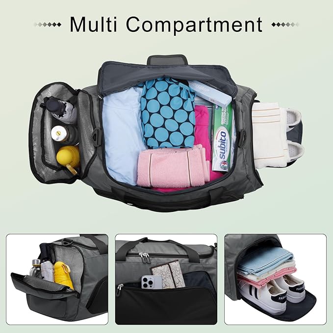 HUA ANGEL Waterproof Gym Bag with Shoe & Wet Compartment Large Capacity Sports Duffel Bag Men Women Travel Fitness Workout