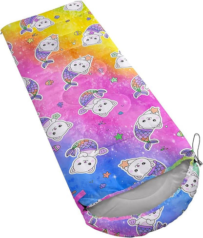 Camping Sleeping Bags,Mermaid Horse Butterfly Starry Sky 3 Season Warm & Cool Weather,Lightweight,Waterproof Sleeping Bags for Adults & Kids,Traveling,and Outdoors,Camping Gear Equipment