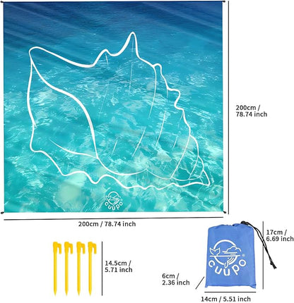 Beach Blanket Sandproof, 3D Printing 79" X 79" for 4-6 Adults Oversized Lightweight Picnic Blanket Portable Compact Quick Drying Picnic Mat for Outdoor Camping Hiking Travel