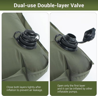 Elegear Double Sleeping Pad for Camping, 4" Ultra-Thick Self Inflating Camping Pad 2 Person with Pillow Built-in Foot Pump Camping Sleeping Mat for Backpacking, Hiking, Portable Camping Pad