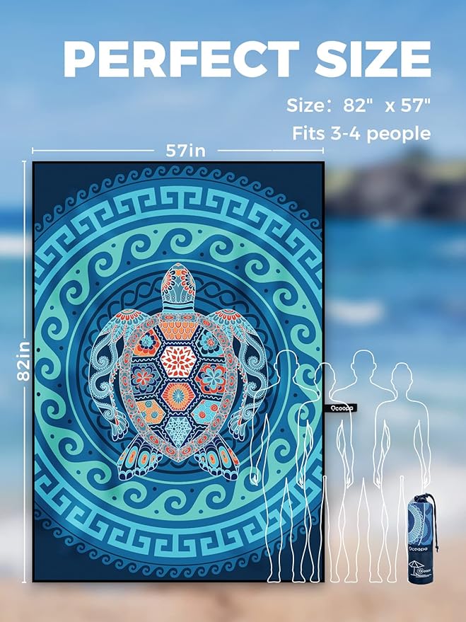 OCOOPA Microfiber Beach Towel Fast Drying, Oversize 80" x 57" Sand Free Beach Towel Super Lightweight Towels for Swimming Pool, Camping, Picnic, Yoga Gym Sports