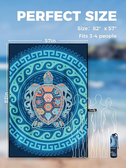 OCOOPA Microfiber Beach Towel Fast Drying, Oversize 80" x 57" Sand Free Beach Towel Super Lightweight Towels for Swimming Pool, Camping, Picnic, Yoga Gym Sports
