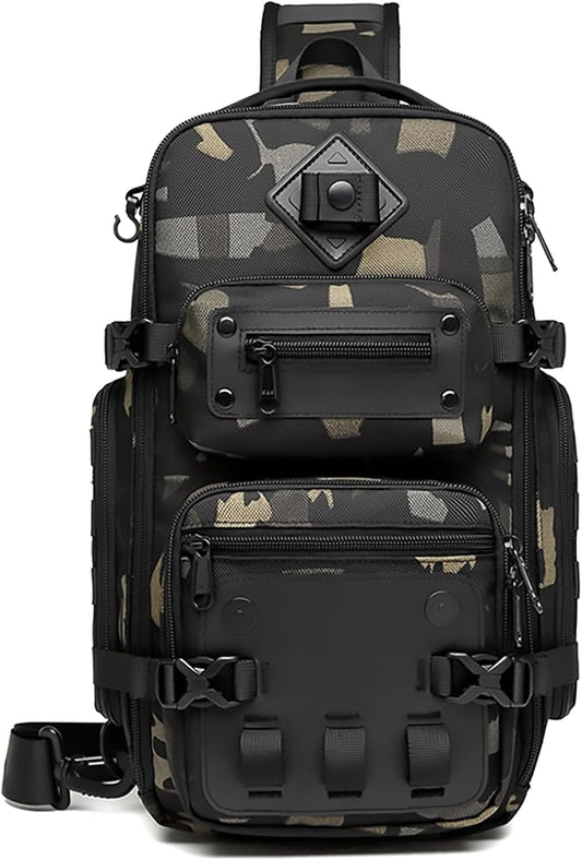 OZUKO Tactical Backpack Chest Sling Bags for Men, Waterproof Crossbody Shoulder Daypack for Outdoor Walking Hiking Trekking (Camo)