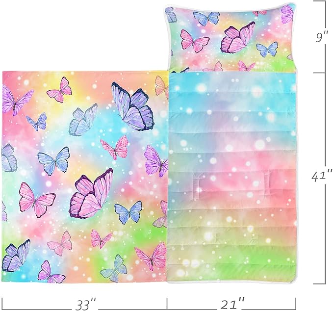 Space Nap Mat - Space Ship Galaxy Sleeping Bag with Removable Pillow - Daycare and Sleepovers Preschool Kindergarten Bedding Set for Kids Toddler Boys Girls