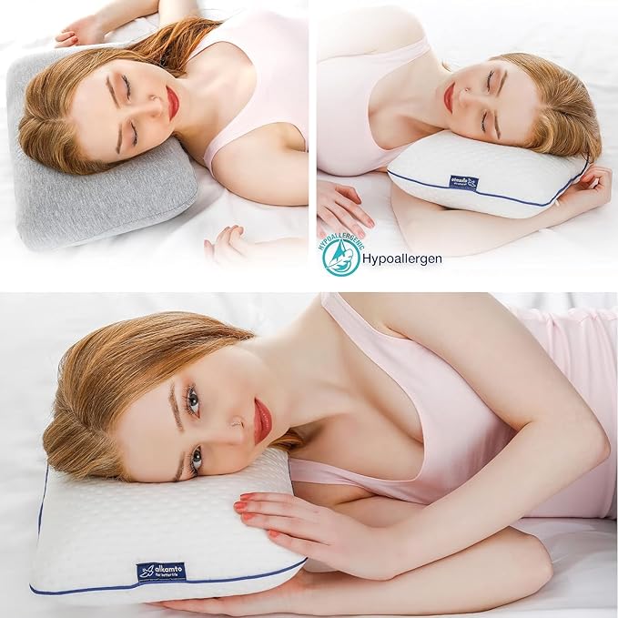 Travel & Camping Comfortable Memory Foam Pillow with Extra Cotton Cover – Easy to Carry Portable Bag (White)