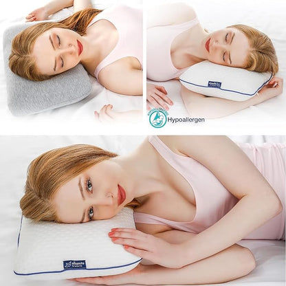Travel & Camping Comfortable Memory Foam Pillow with Extra Cotton Cover – Easy to Carry Portable Bag (White)