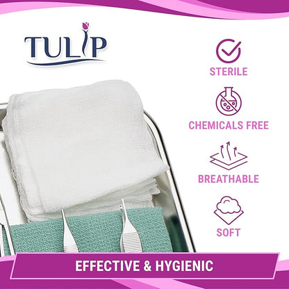 200 Gauze Pads 4x4 4-Ply Non Woven Gauze Sponges - Non Sterile Dental Gauze & Esthetic Wipes - Soft All Purpose Medical Gauze Squares for First Aid Kit, Surgical, Wound Dressing by Tulip