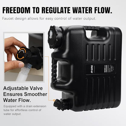 Camping Water Jug, Camping Water Container,4.76 Gallon BPA Free Water Storage with Spigot, Large Water Tank,Portable Emergency Water Storage for Camping,Car, Hiking, Hurricane Supplies.Black